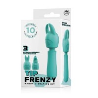 TIP FRENZY SILICONE VIBE WITH 3 INTERCHANGEABLE TIPS - GREEN 